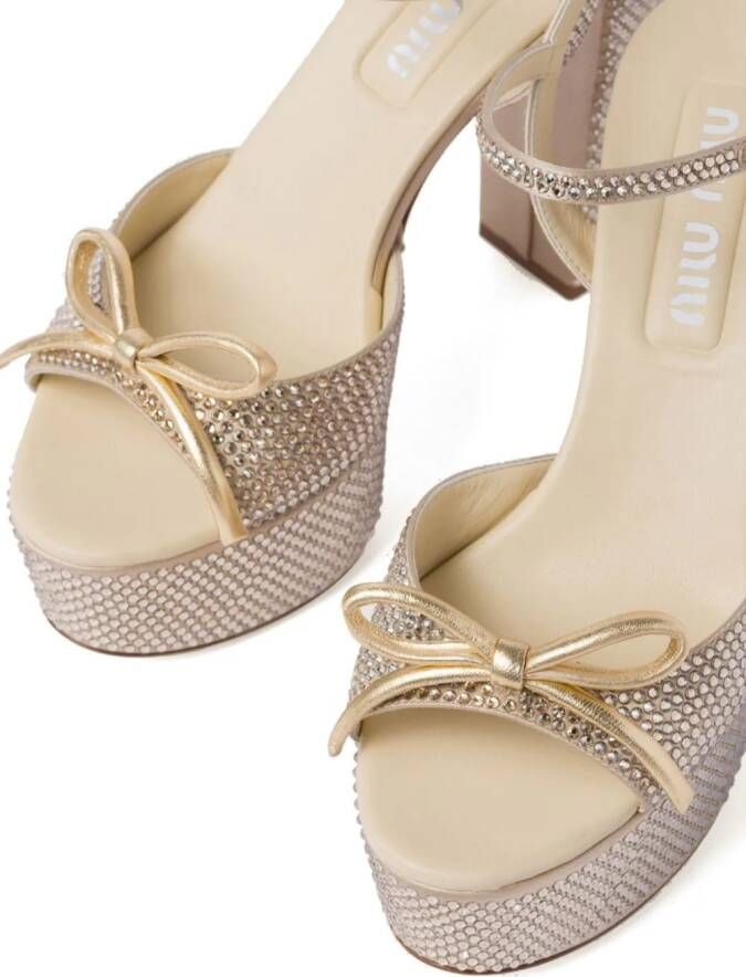 Miu Sandalen verfraaid met kristallen Beige