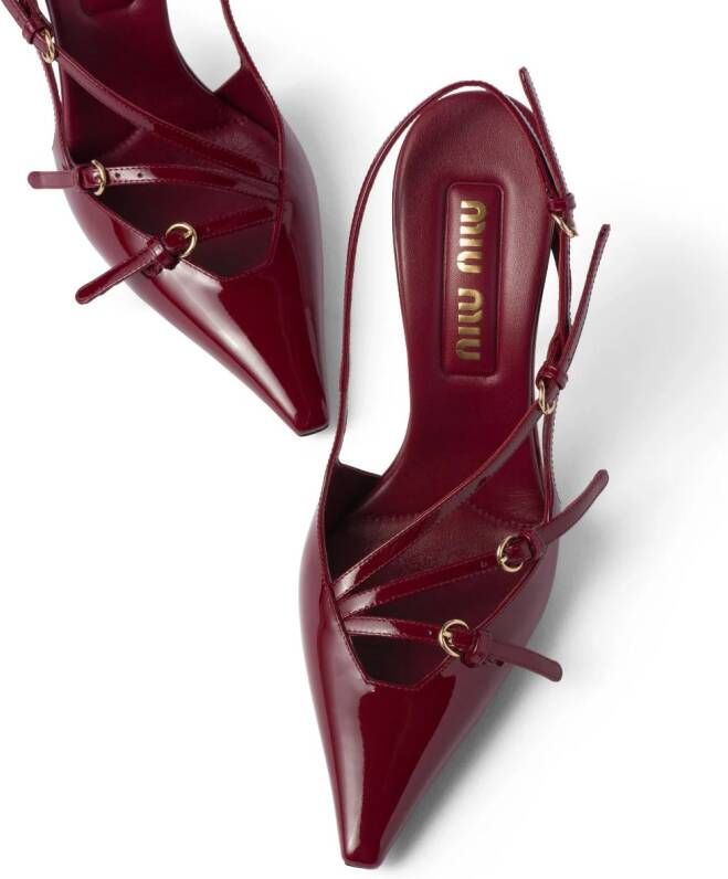 Miu Slingback pumps met gespdetail Rood