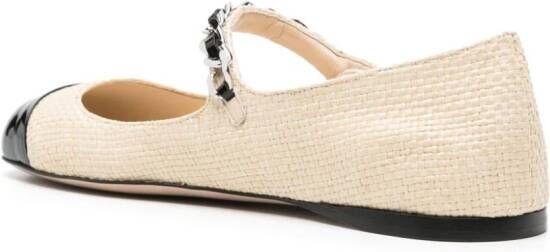 Miu Raffia ballerina's met vierkante neus Beige