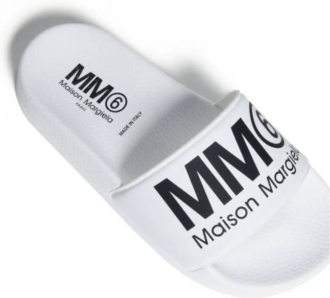 MM6 Maison Margiela Kids Badslippers met logoprint Wit