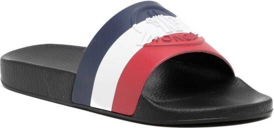 Moncler Slippers met logo-reliëf Blauw