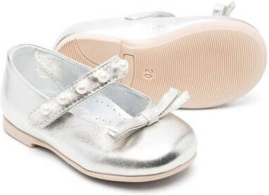 Monnalisa Ballerina pumps verfraaid met imitatieparels Grijs