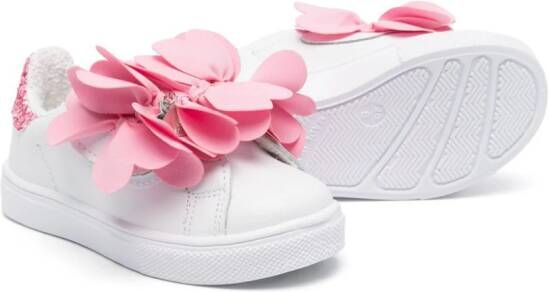 Monnalisa Leren sneakers met strikdetail Wit