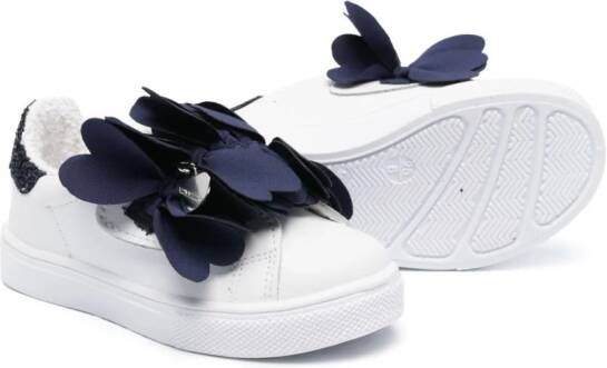 Monnalisa Leren sneakers met strikdetail Wit