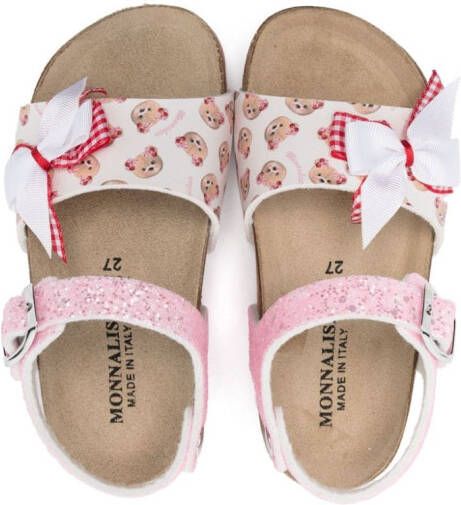 Monnalisa Teddy Bear sandalen met glitter Roze