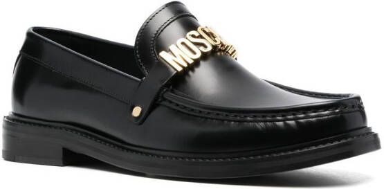 Moschino Loafers met logo plakkaat Zwart