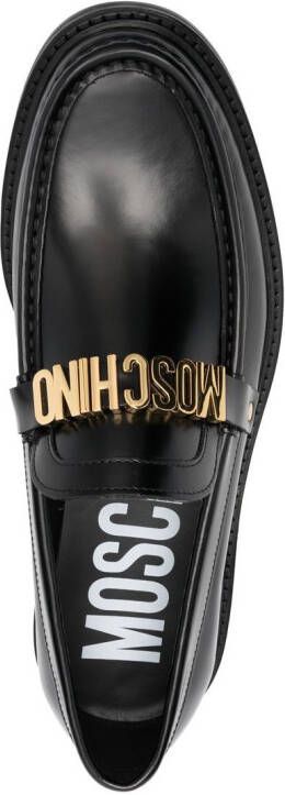 Moschino Loafers met logo plakkaat Zwart