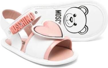 Moschino Kids Leren sandalen met hartpatch Wit