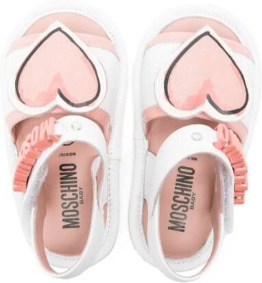 Moschino Kids Leren sandalen met hartpatch Wit