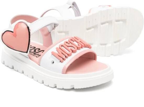 Moschino Kids Leren sandalen Wit