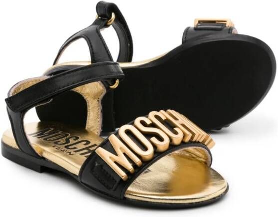 Moschino Kids Leren sandalen Zwart