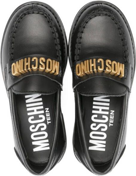 Moschino Kids Leren mocassins Zwart