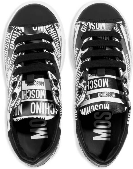 Moschino Kids Leren sneakers met logoprint Zwart