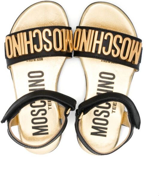 Moschino Kids Sandalen met logo Zwart