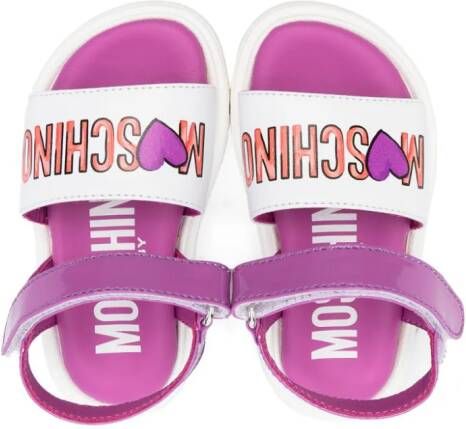 Moschino Kids Sandalen met logoprint Wit