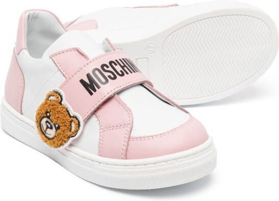 Moschino Kids Sneakers met klittenband Wit