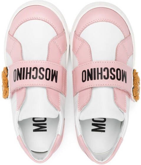 Moschino Kids Sneakers met klittenband Wit