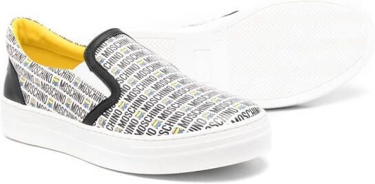 Moschino Kids Sneakers met logoprint Wit