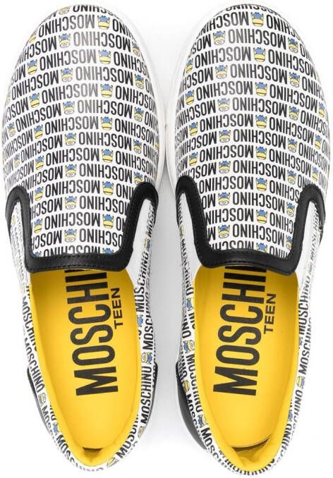 Moschino Kids Sneakers met logoprint Wit