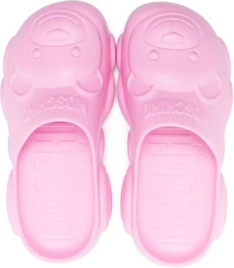 Moschino Kids Teddy Bear slippers met plateauzool Roze