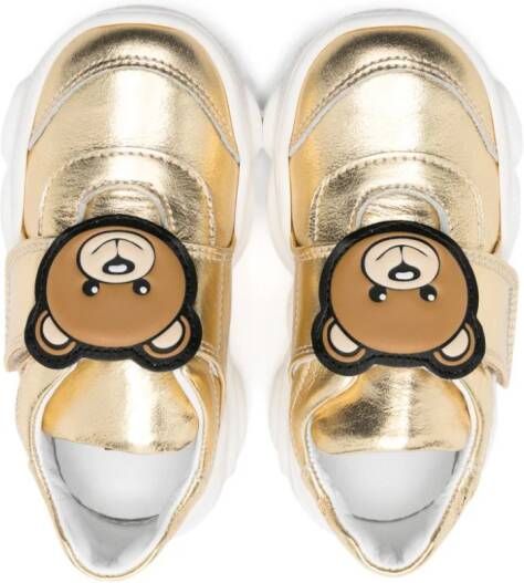 Moschino Kids Teddy Bear leren sneakers Goud