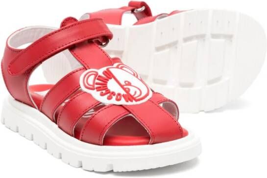 Moschino Kids Teddy Bear leren sandalen Rood