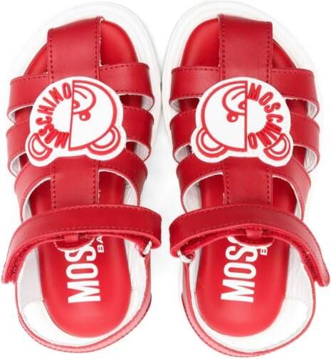 Moschino Kids Teddy Bear leren sandalen Rood