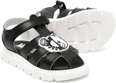 Moschino Kids Teddy Bear leren sandalen Zwart