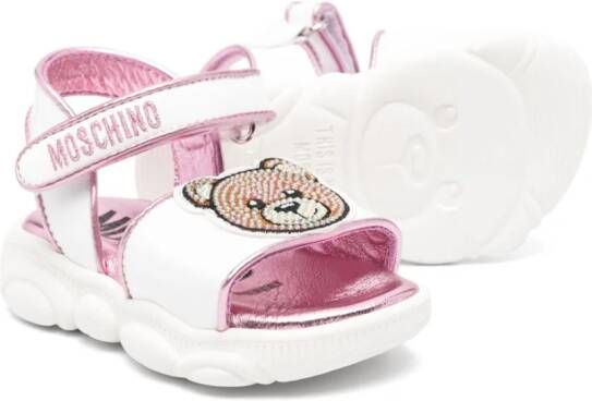 Moschino Kids Teddy Bear sandalen verfraaid met kristallen Wit