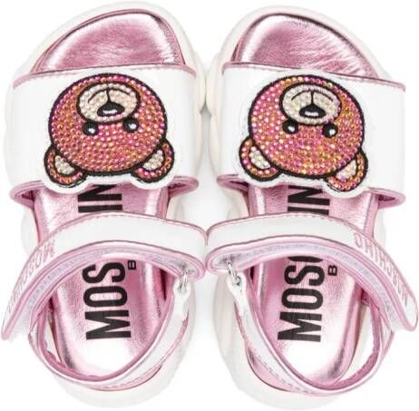 Moschino Kids Teddy Bear sandalen verfraaid met kristallen Wit