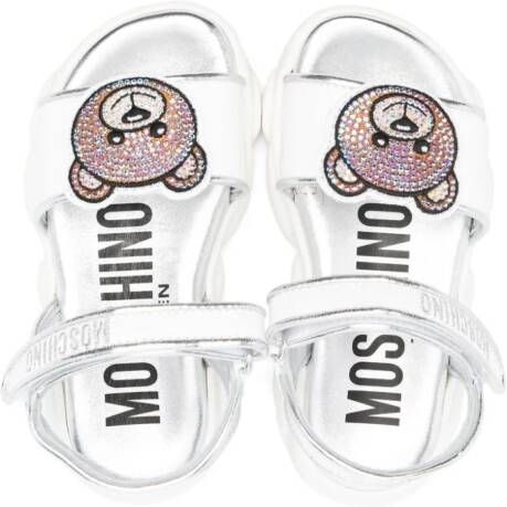 Moschino Kids Teddy Bear sandalen verfraaid met kristallen Wit