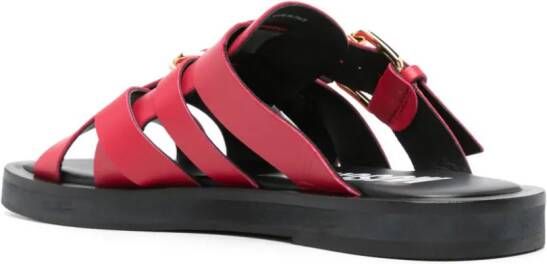 Moschino Leren slippers met gesp Rood