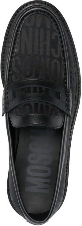 Moschino Loafers met logo jacquard Zwart