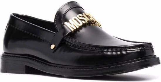 Moschino Loafers met logo Zwart