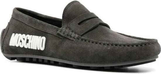 Moschino Loafers met logopatch Zwart