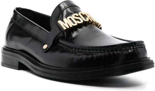 Moschino Loafers met logoplakkaat Zwart