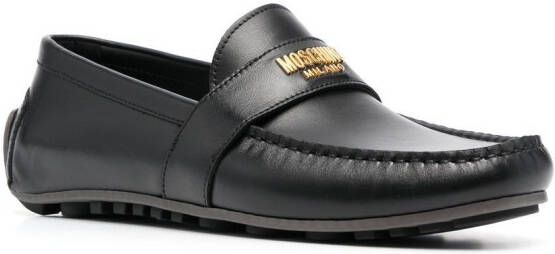 Moschino Loafers met logoplakkaat Zwart