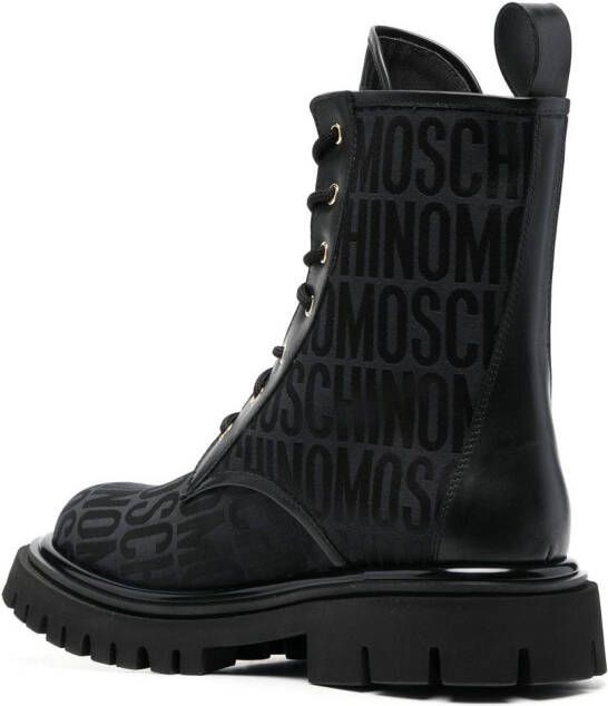 Moschino Veterlaarzen met monogram patroon Zwart