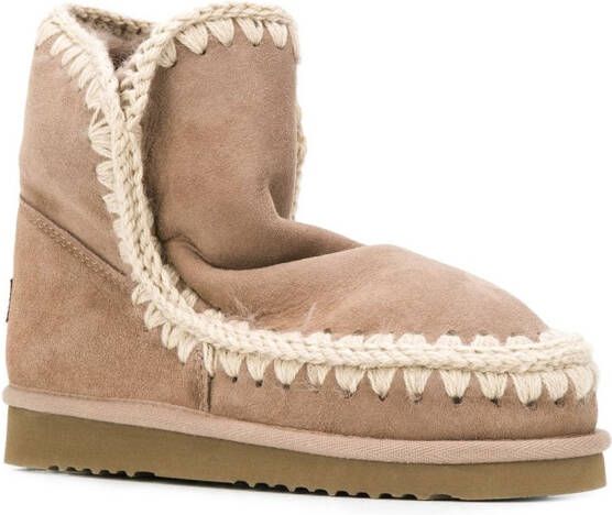 Mou Eskimo laarzen met stiksel afwerking Beige