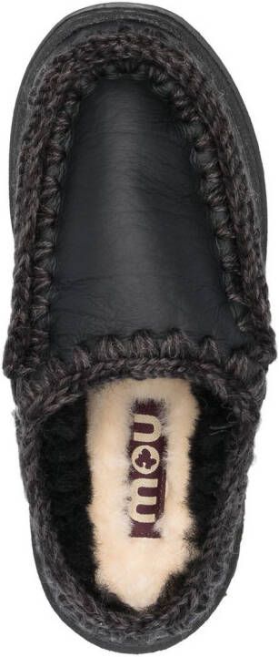 Mou Eskimo leren slippers Zwart