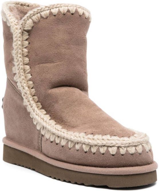 Mou Inner Wedge laarzen met logoplakkaat Beige