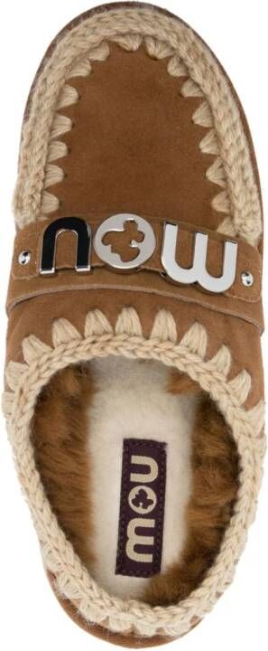 Mou Slippers met logoplakkaat Bruin