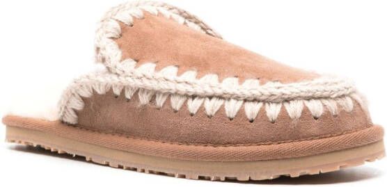 Mou Slippers met stikseldetail Bruin