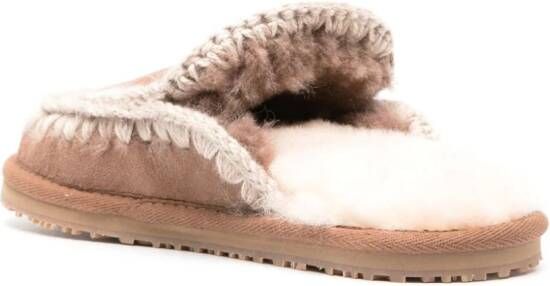 Mou Slippers met stikseldetail Bruin