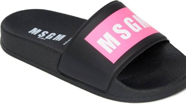 MSGM Kids Slippers met logoprint Zwart