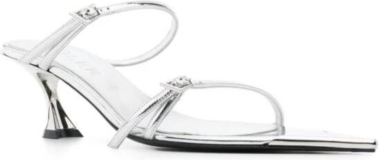 Mugler 55 mm Metallic leren sandalen Zilver