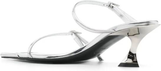 Mugler 55 mm Metallic leren sandalen Zilver