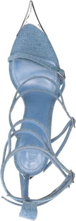 Mugler 95 mm denim sandalen Blauw