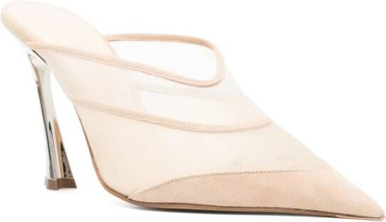 Mugler 95 mm muiltjes met mesh Beige