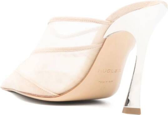 Mugler 95 mm muiltjes met mesh Beige